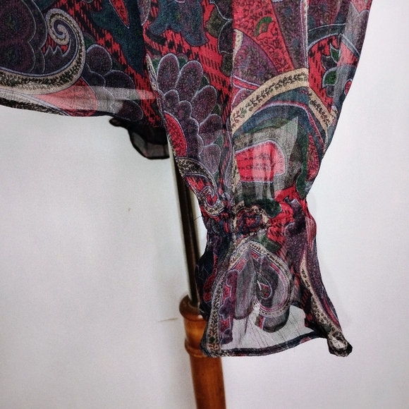 SHEER PAISLEY CHIFFON AMILIYA BLOUSE - Picture 4 of 12